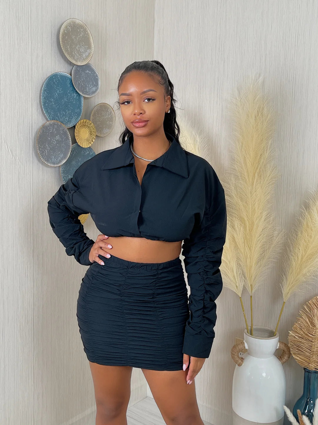 Friday Night Ruched Skirt Set