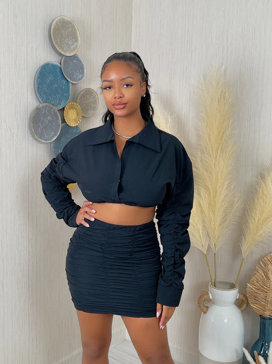 Friday Night Ruched Skirt Set