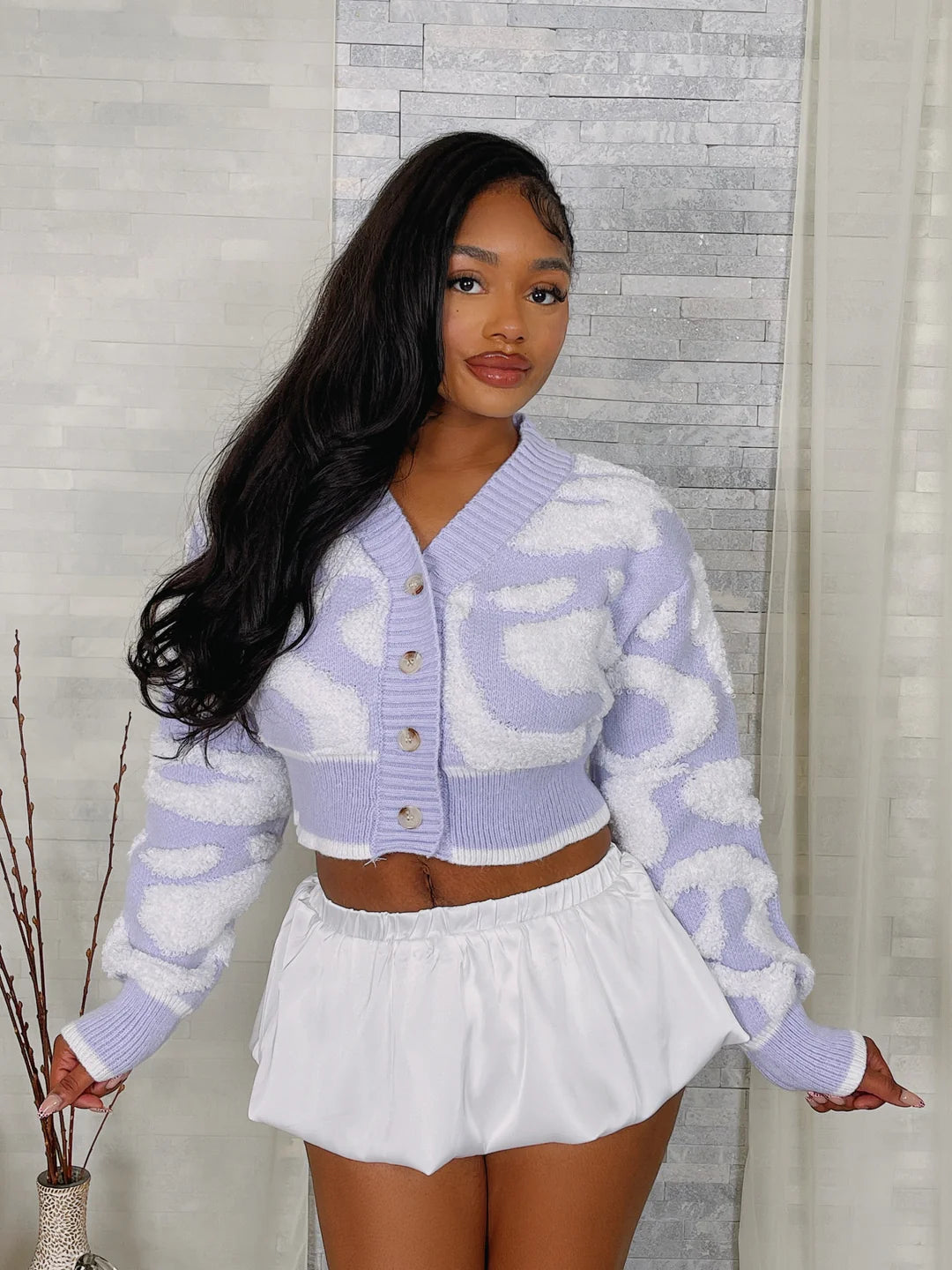 Abstract Beauty Knit Crop Cardigan