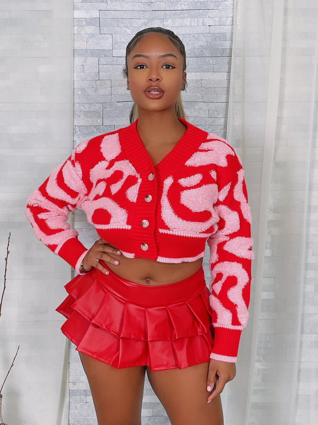 Abstract Beauty Knit Crop Cardigan