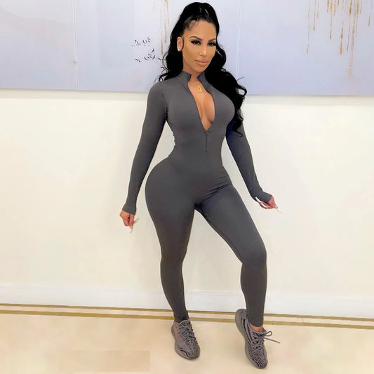 About My Business Zip Up Jumpsuit