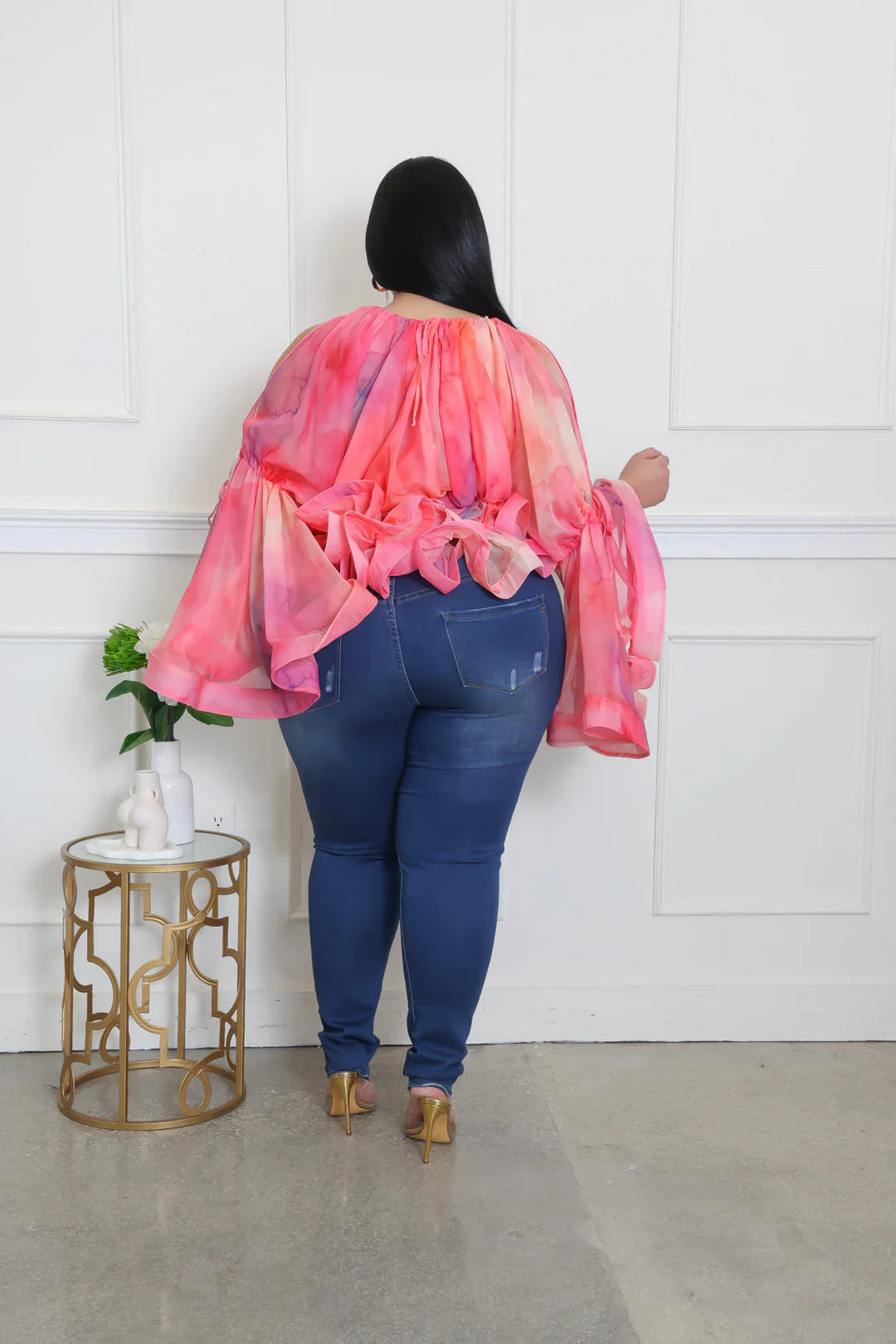In Bloom Open Shoulder Peplum Blouse