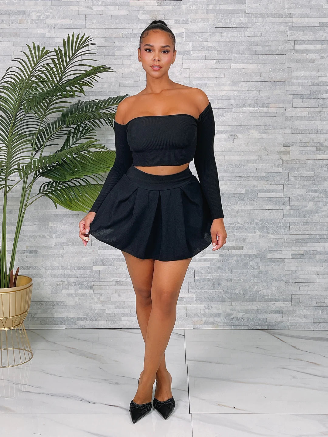 Fancy Off The Shoulder Skirt Set