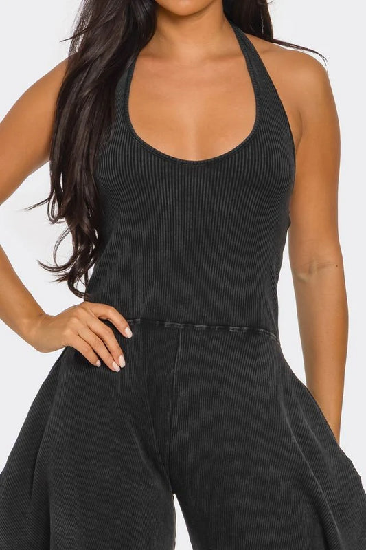 Standing Out Ribbed Halter Jumpsuit