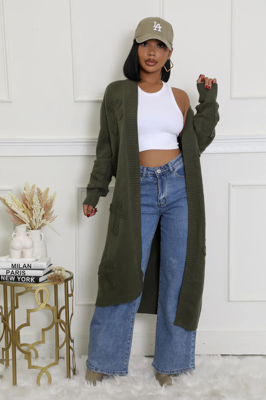 Cold Outside Long Cross Designs Cardigan