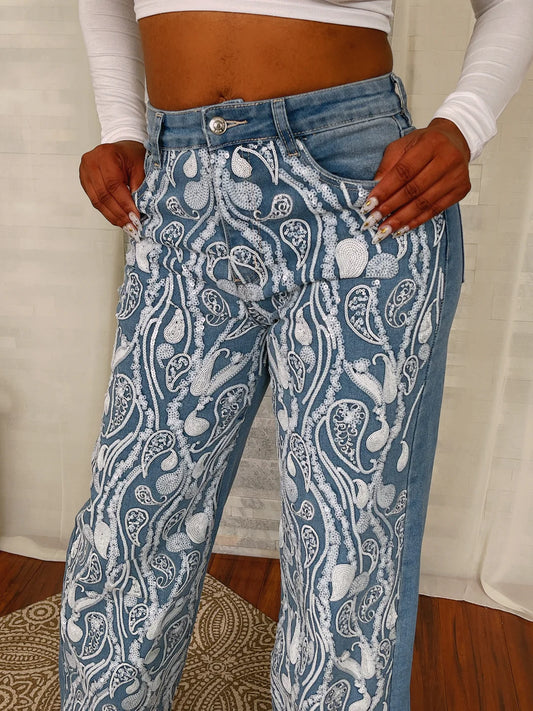 In The Wind Sequin Medium Wash Jeans
