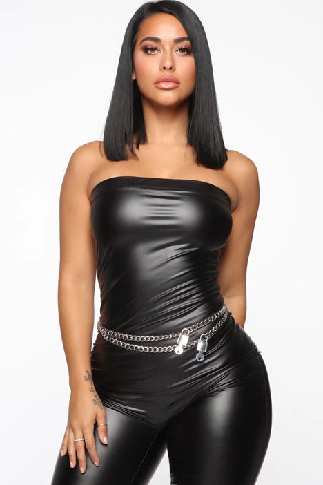 Just Broke Up PU Jumpsuit