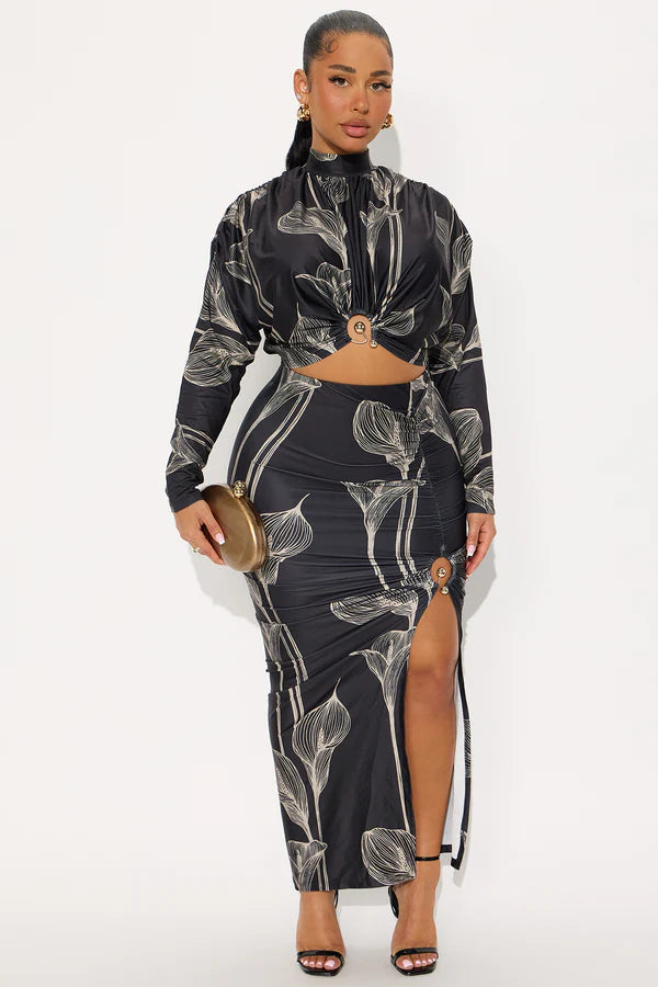 Mirror Image High Neck Skirt Set