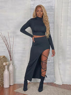 Hold It Down Long Sleeve Skirt Set