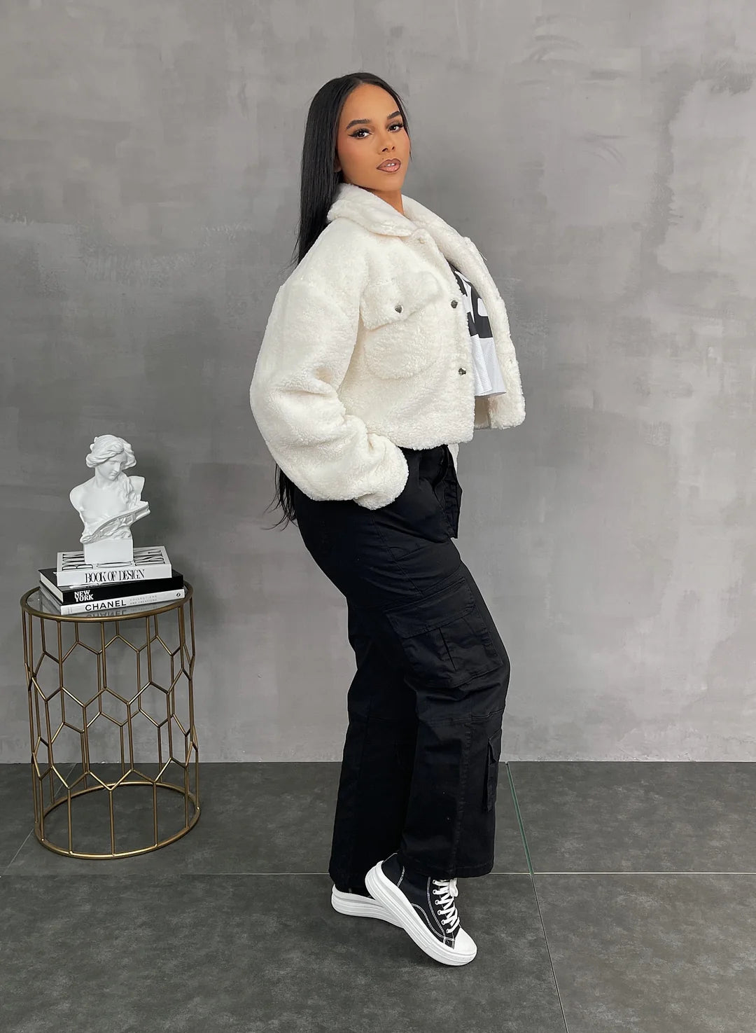 In Love Teddy Sherpa Crop Jacket