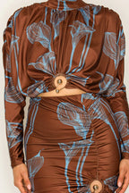 Mirror Image High Neck Skirt Set