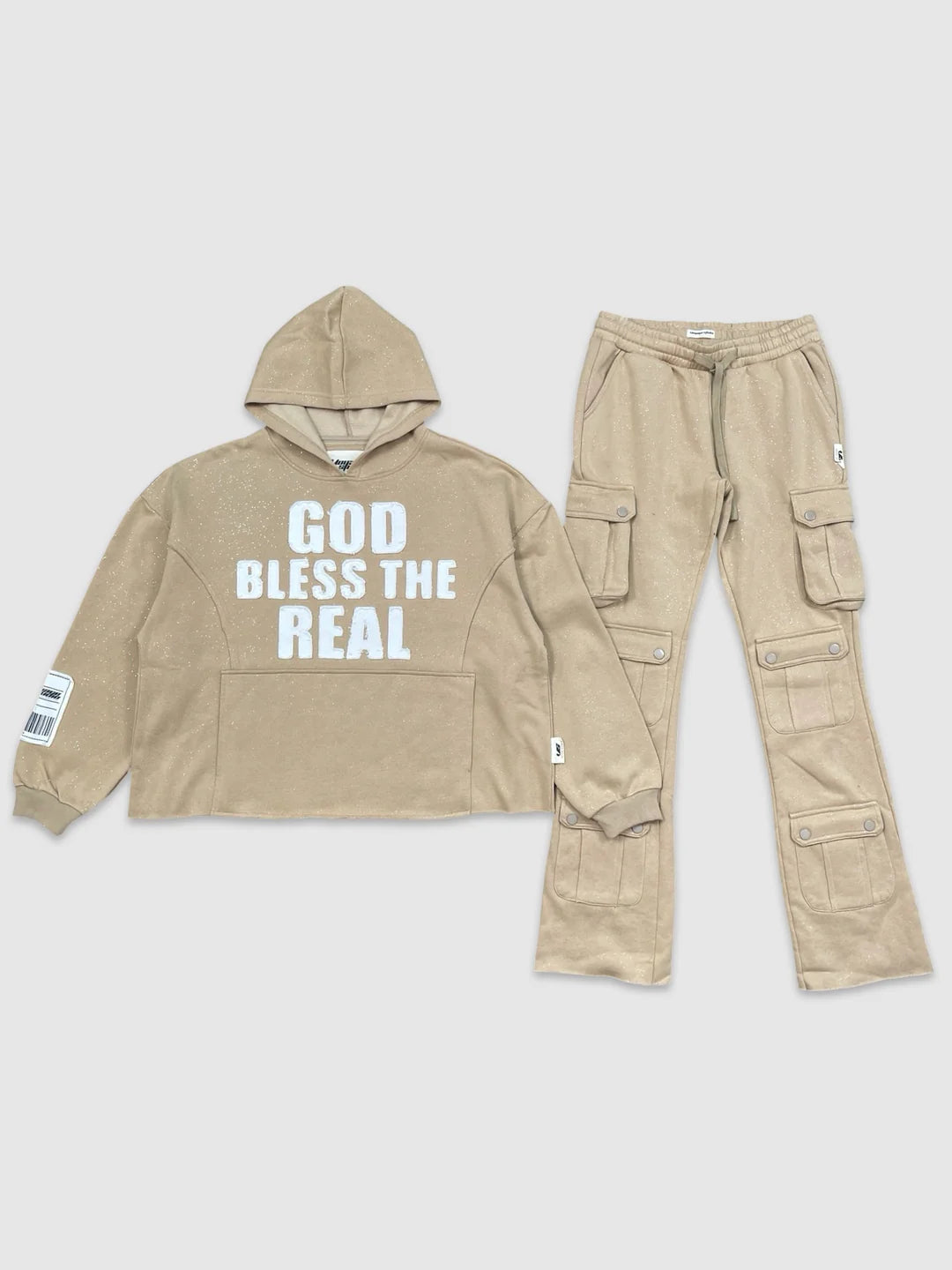 God Bless The Real Crop Hoodie Set