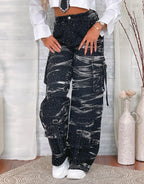 Maxed Out Rhinestone Cargo Jeans