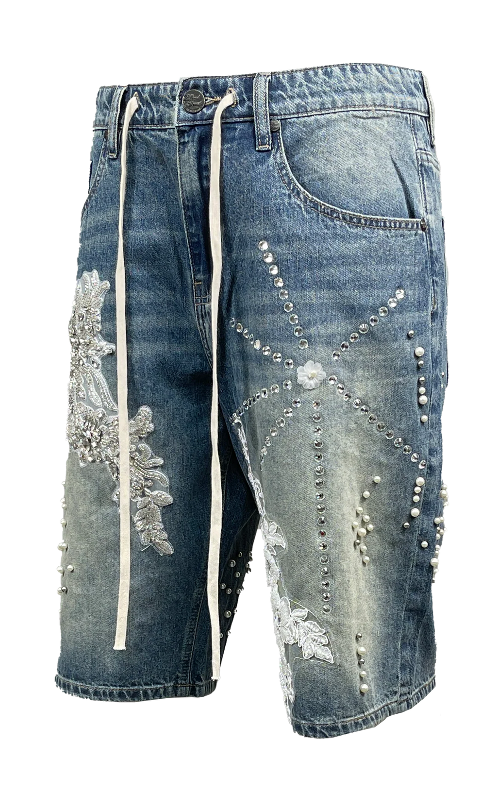 Stefan Embroidered Denim Shorts