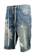 Stefan Embroidered Denim Shorts