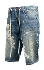 Stefan Embroidered Denim Shorts