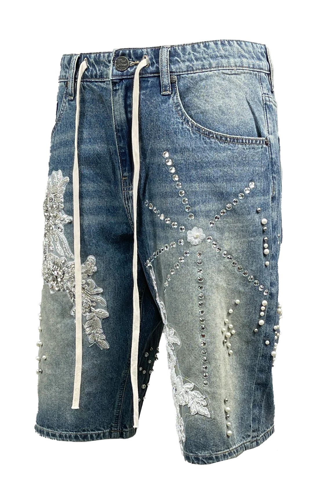 Stefan Embroidered Denim Shorts