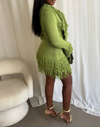 A Little Frisky Tassel Trim Skirt Set