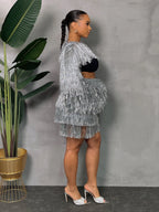 Super Star Metallic Fringe Skirt Set