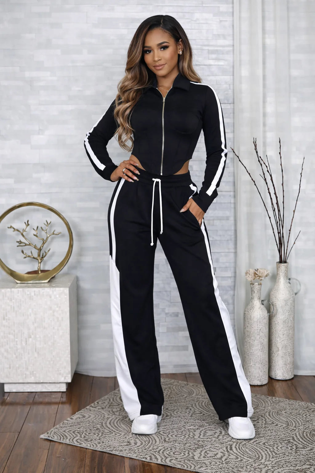 Things To Do Zip Up Pants Set