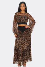 Jungle Fever Leopard Mesh Skirt Set