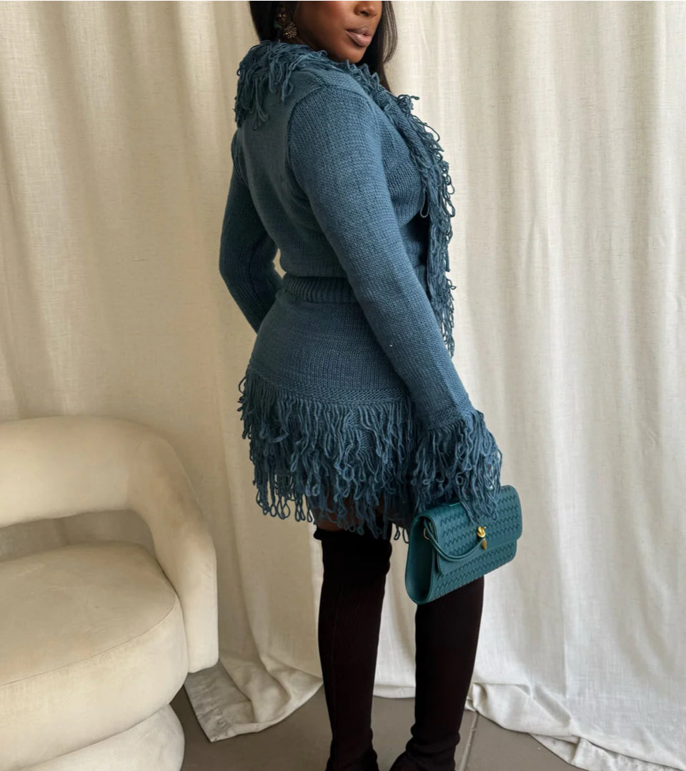 A Little Frisky Tassel Trim Skirt Set