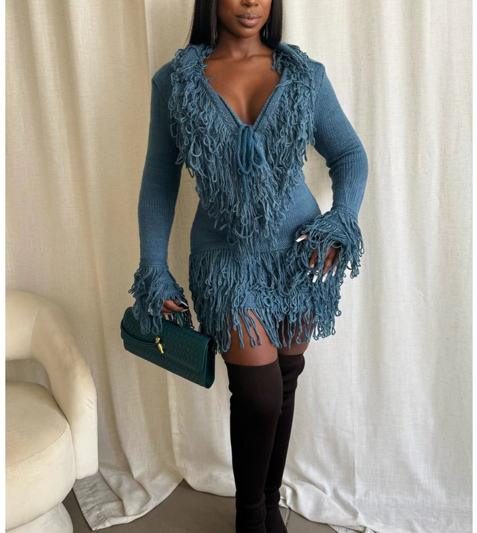 A Little Frisky Tassel Trim Skirt Set