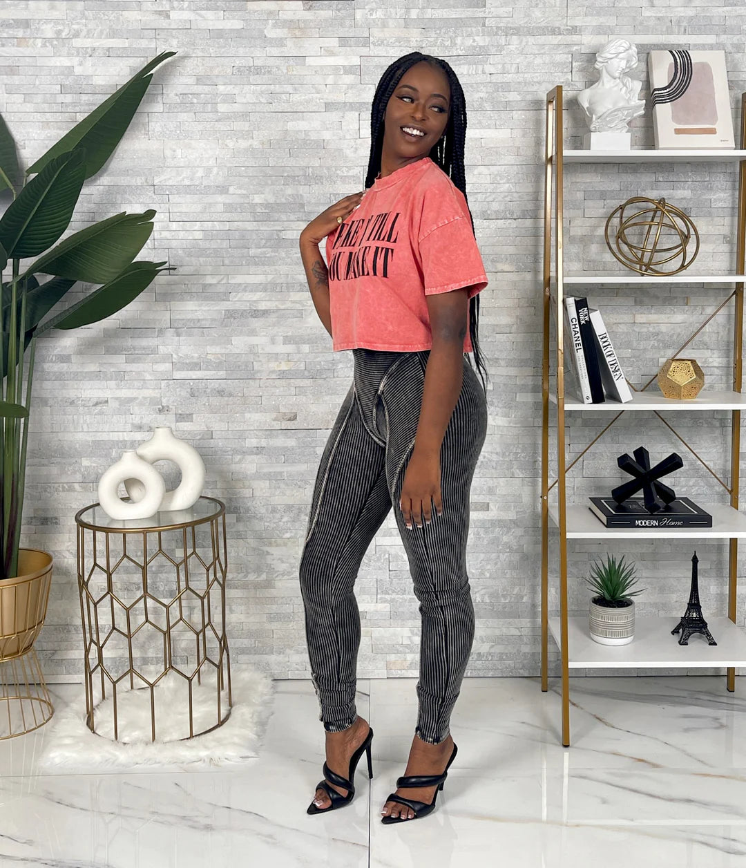 Fake It Washed Cropped & Leggings Set