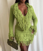 A Little Frisky Tassel Trim Skirt Set