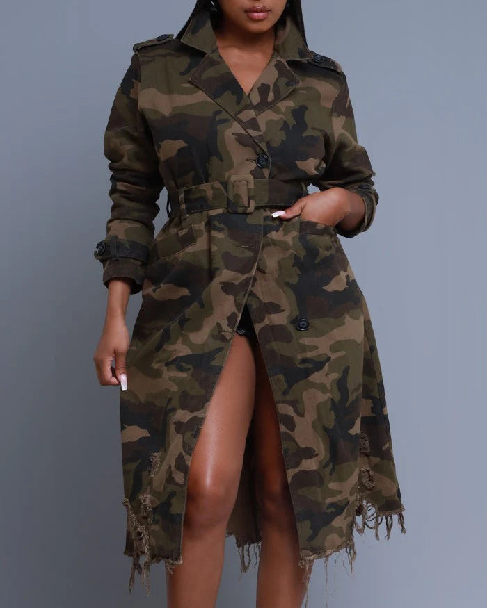 Danielle Camo Coat w/ Belt