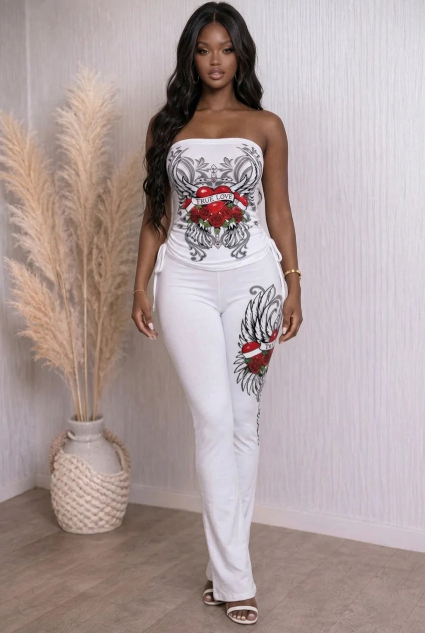 True Love Ruched Printed Tube Set