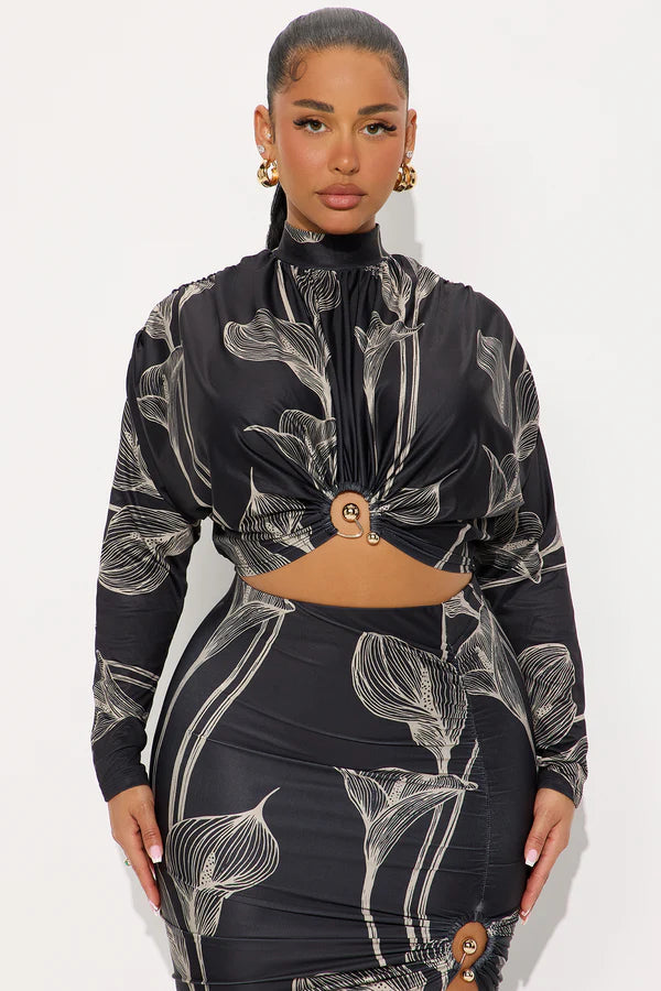 Mirror Image High Neck Skirt Set