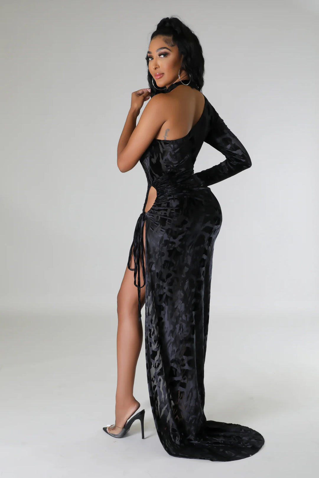 The Evening Gown Velvet Cutout Dress