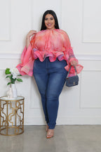Flower Child Open Shoulder Peplum Blouse