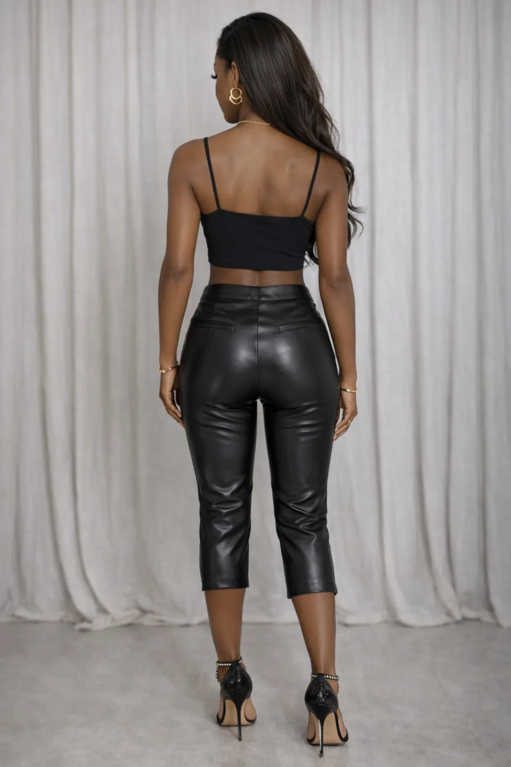 More Than A Woman Lace Up PU Capris