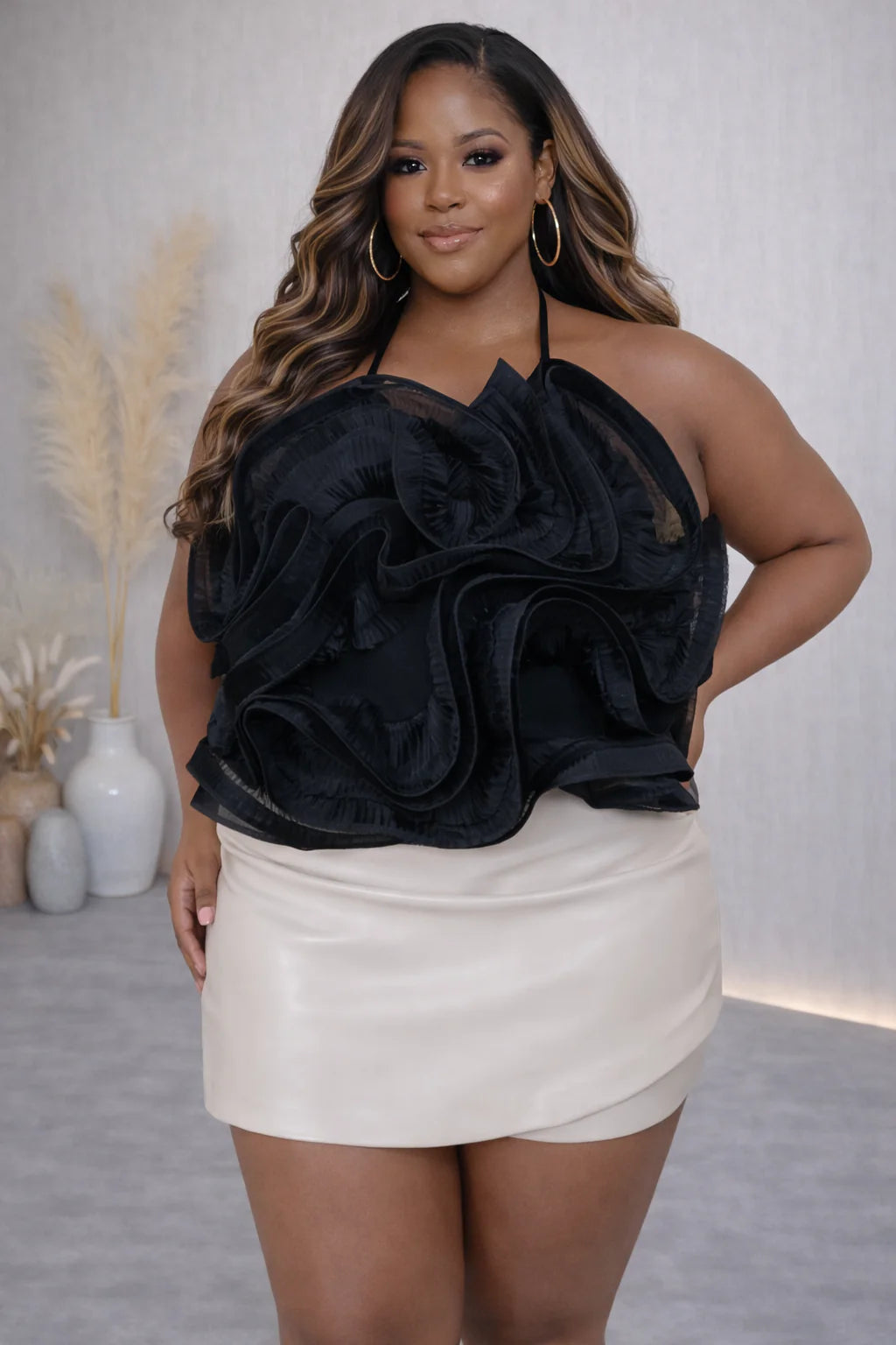 Open Up Organza Halter Top (Plus)