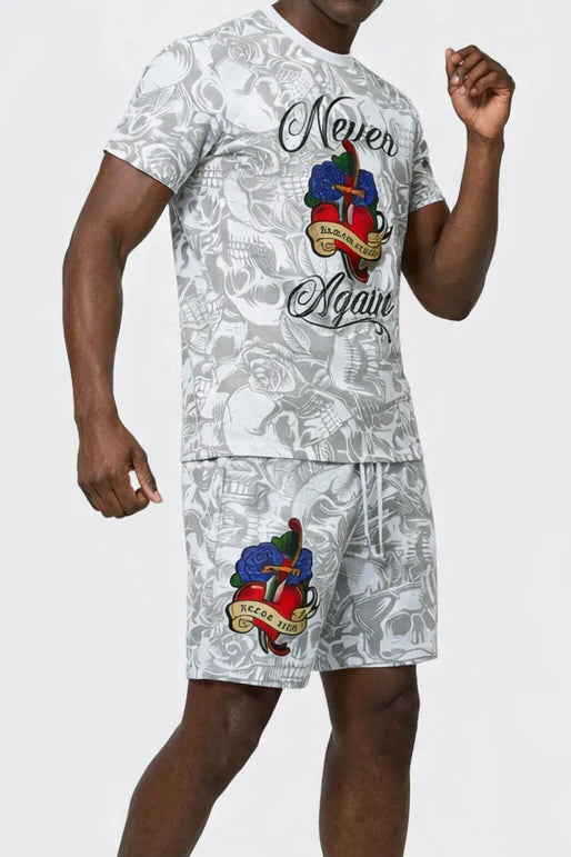 Never Again Printed Shorts Set