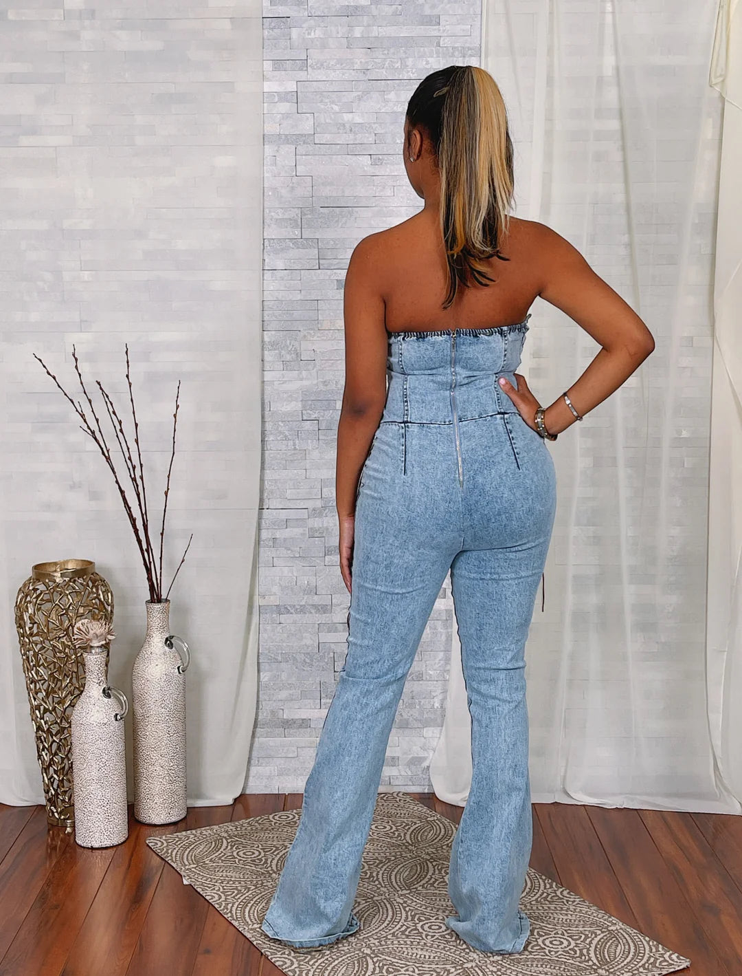 All Tied Up Denim Jumpsuit
