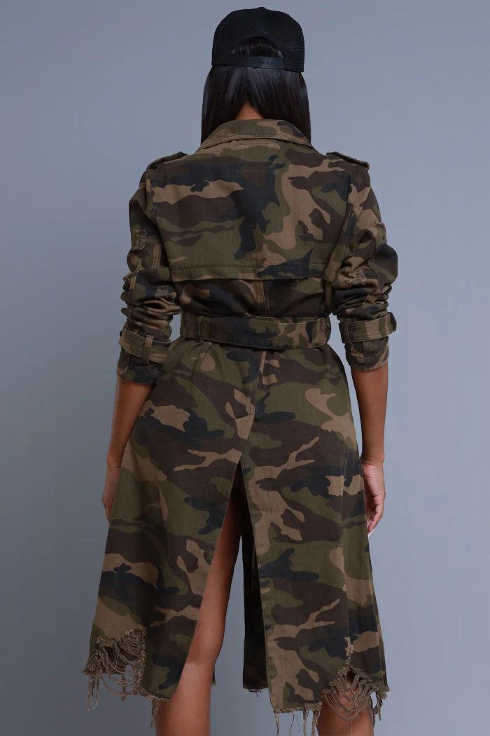 Danielle Camo Coat w/ Belt
