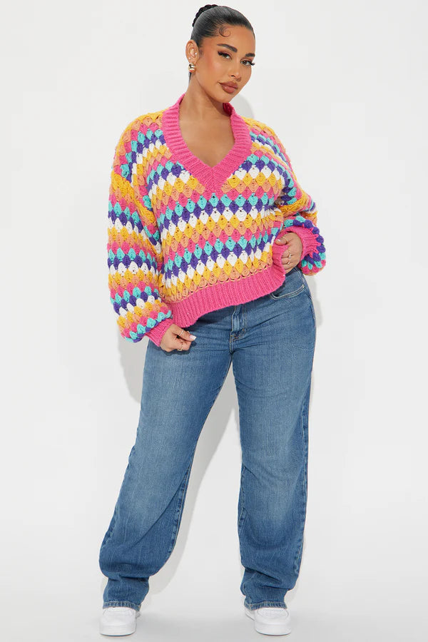 Living Color Multi V Neck Sweater