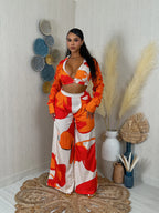 Vacay Baddie Ruched Print Pants Set