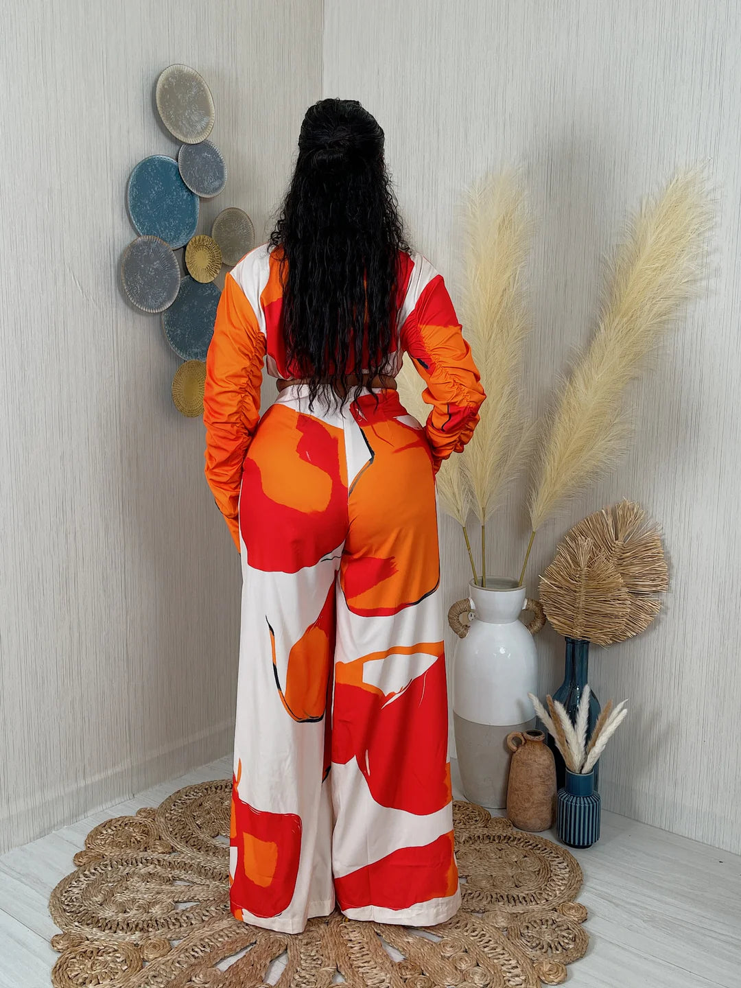 Vacay Baddie Ruched Print Pants Set