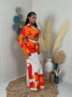 Vacay Baddie Ruched Print Pants Set