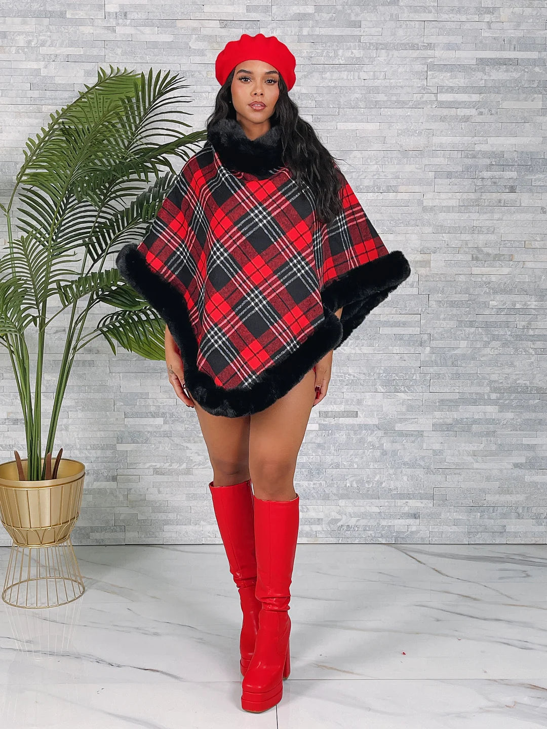 Park Avenue Plaid Poncho