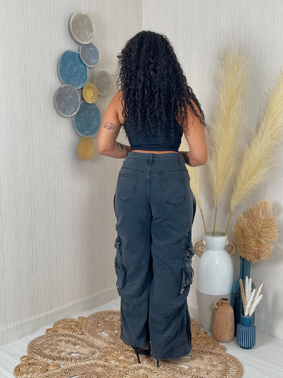 Look Twice Wide Leg Multipleated Jeans