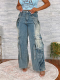 Look Twice Wide Leg Multipleated Jeans