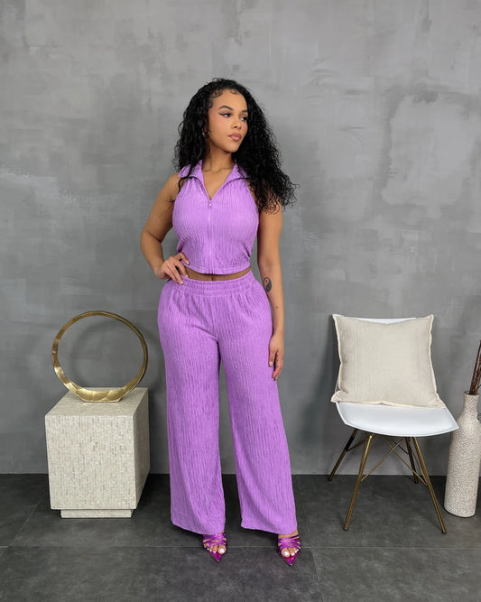Lady Lilac Crop Pants Set