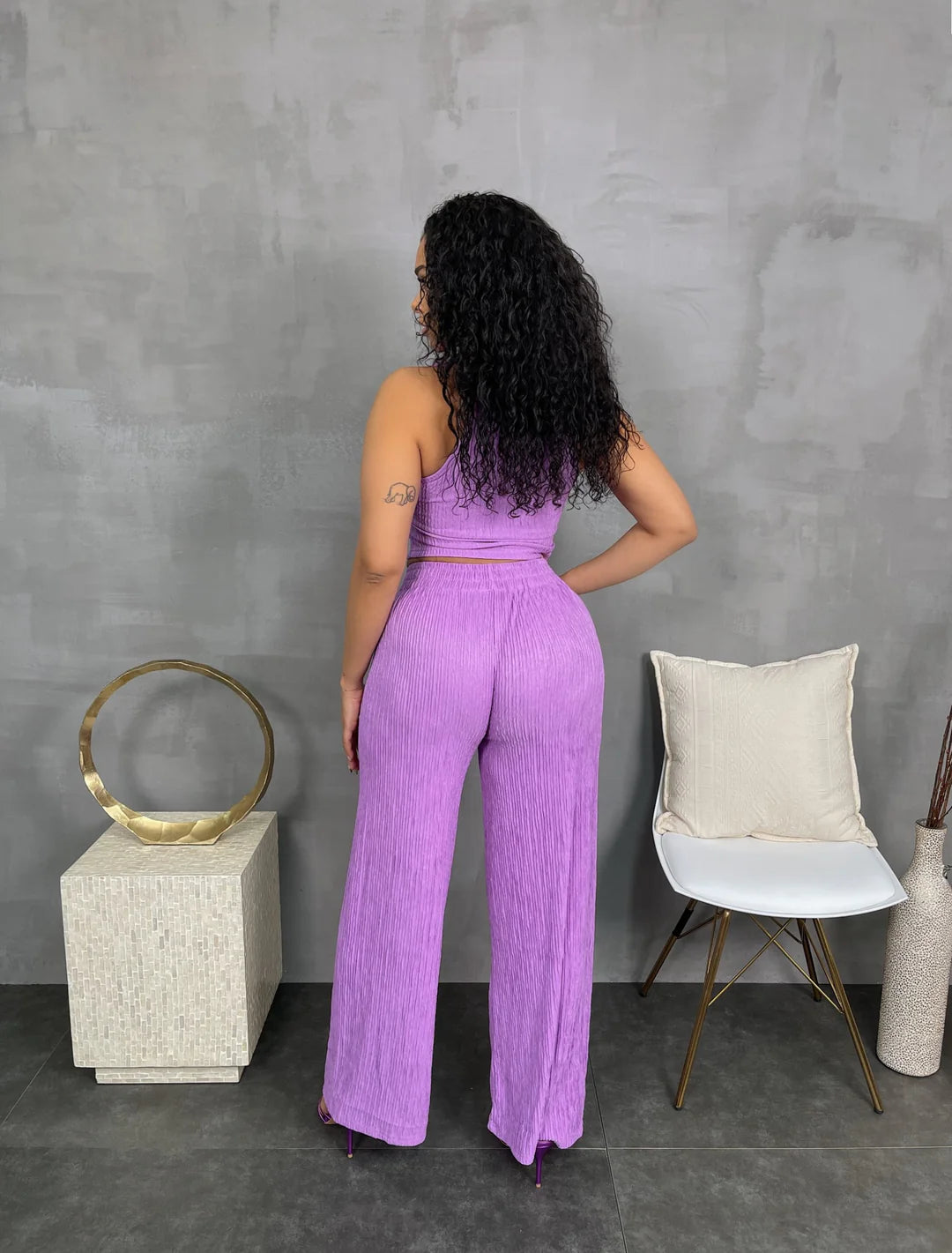 Lady Lilac Crop Pants Set