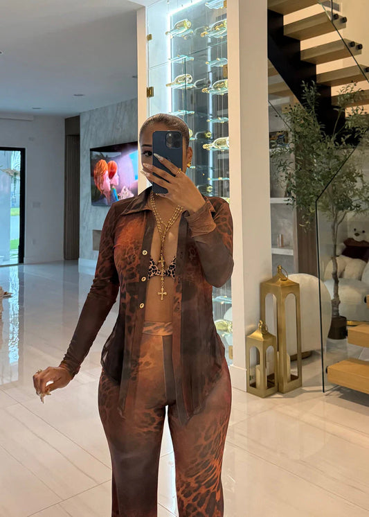 Sexy Mama Mesh Print Pants Set