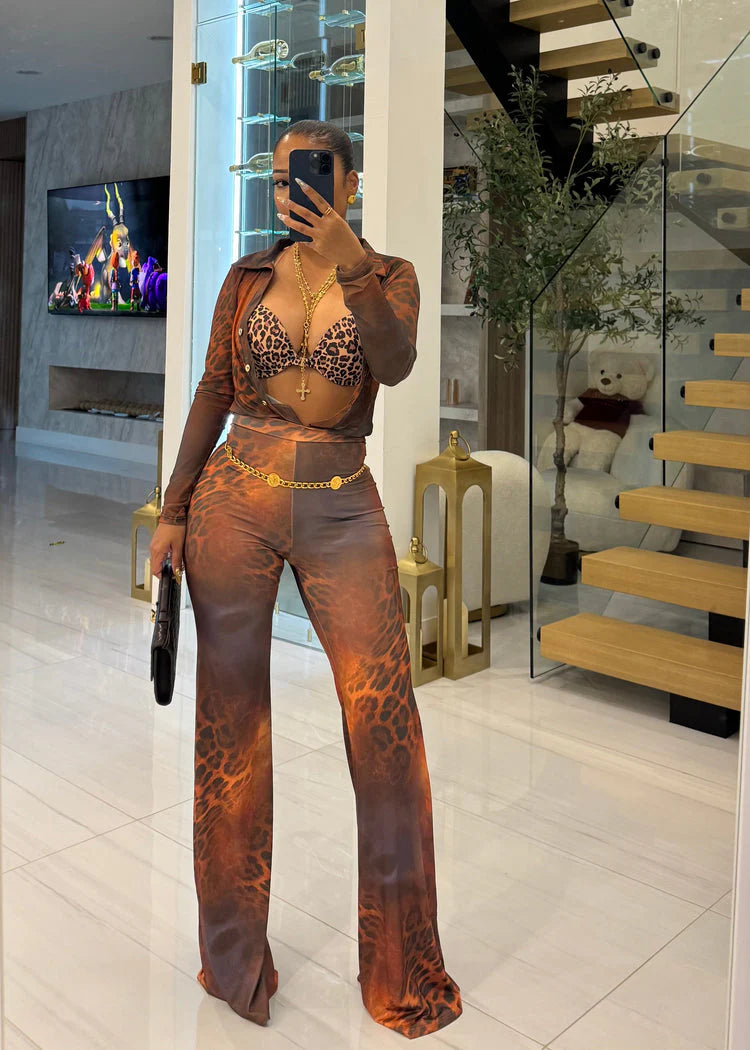 Sexy Mama Mesh Print Pants Set